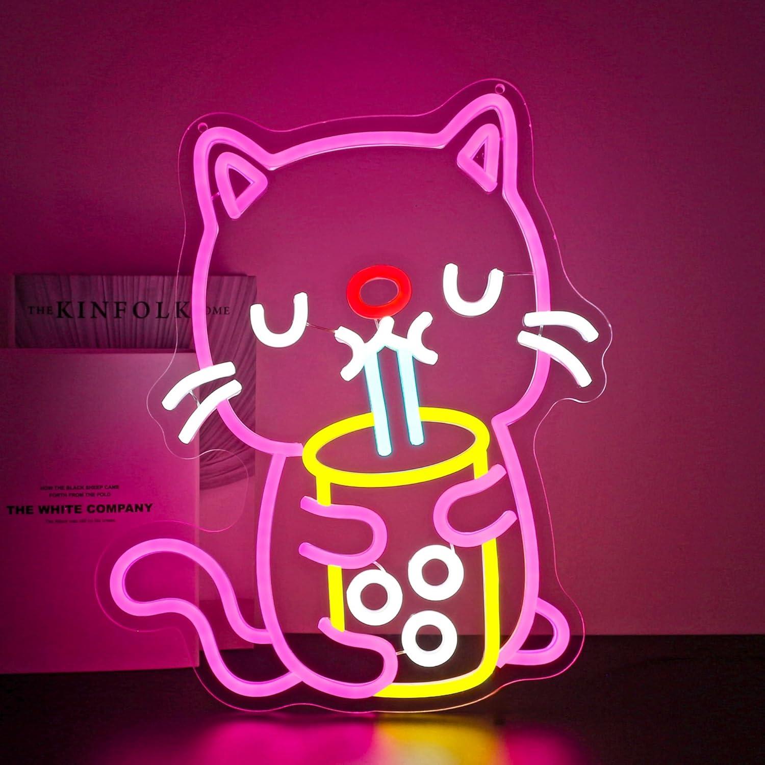 Cat Boba Tea Neon Sign USB Dim - Gaming Accessories Shop recensie en prijs